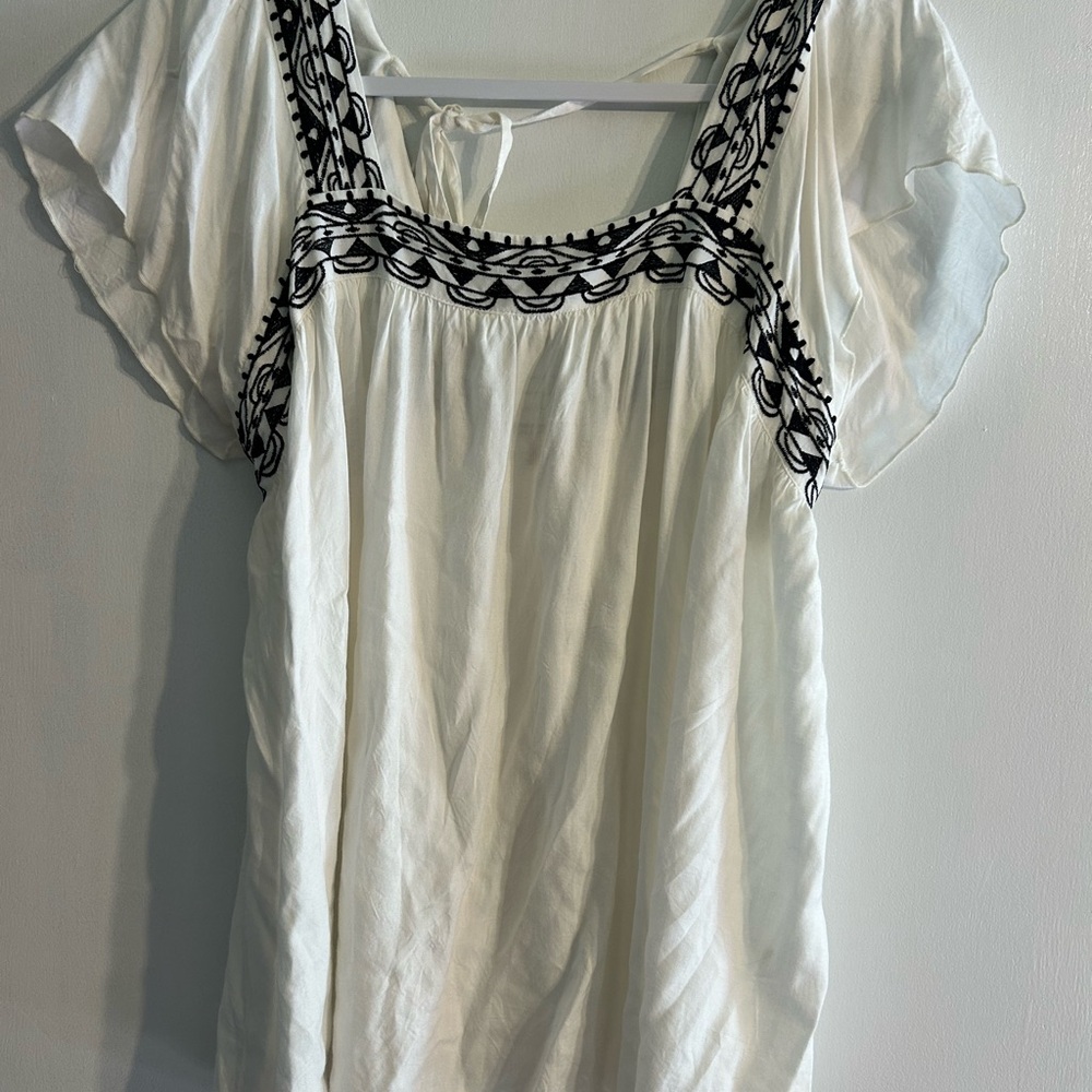 Altar’s State White Blouse with Black embroidery